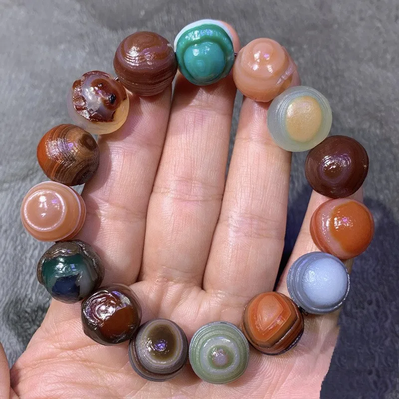 سوار العقيق العشان الطبيعي ، حبات العين الحريرية الملونة #3