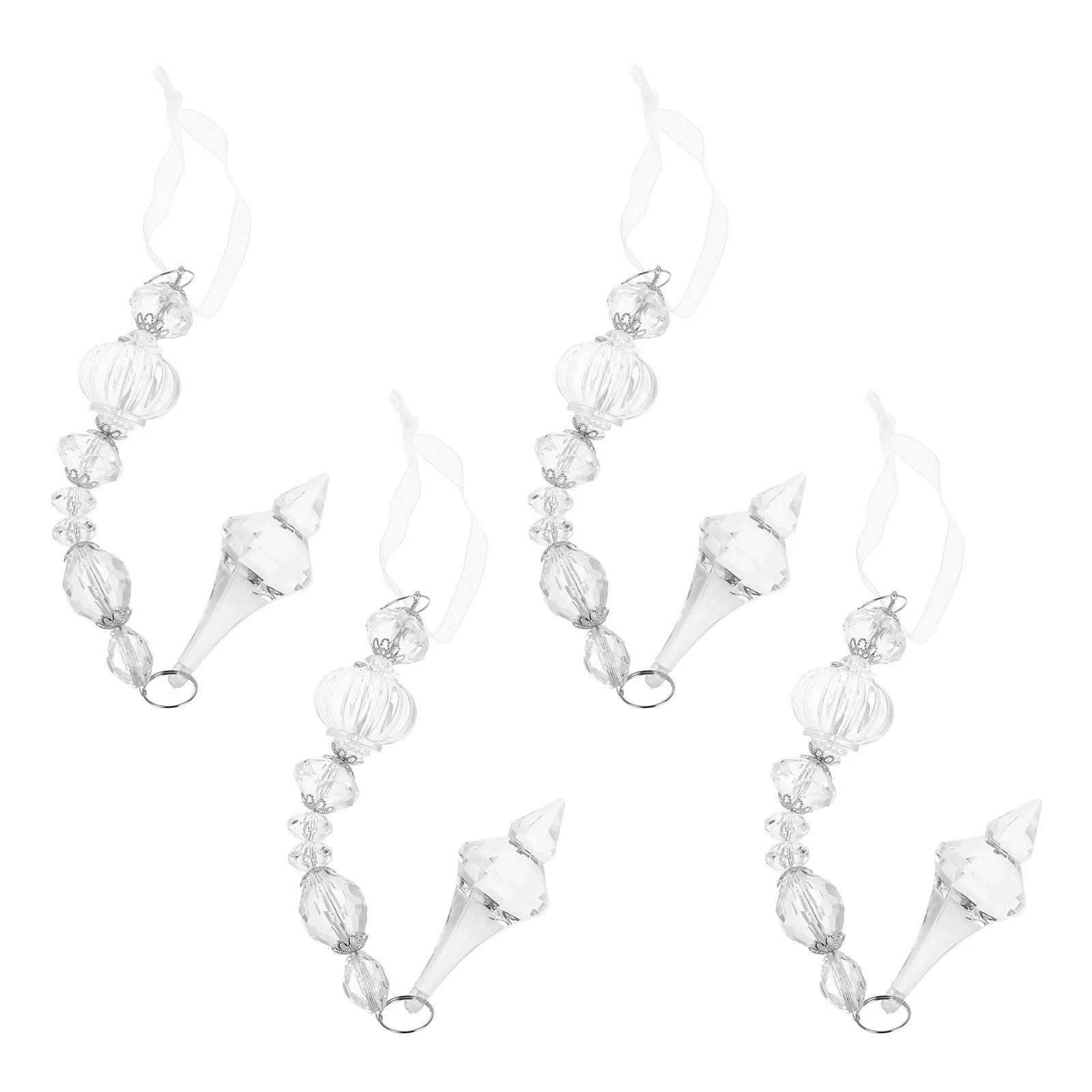 

4Pcs Acrylic Christmas Ornaments Clear Teardrop Hanging Crystals Elegant Sparkle Holiday Decor Clear Crystal Ornaments