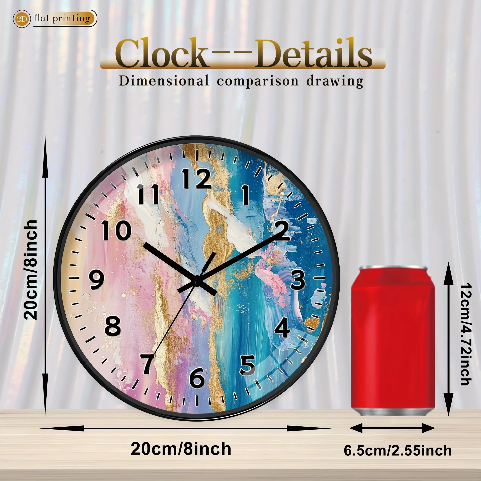 A Plastic Silent Wall Clock - 2D Printed Clock, Modern Luxury Style, Abstract Floral Design, Suitable for Decorating Living Rooms, Dining Rooms, And Studies, Perfect As a Halloween And Christmas Gift (Batteries Not Included)