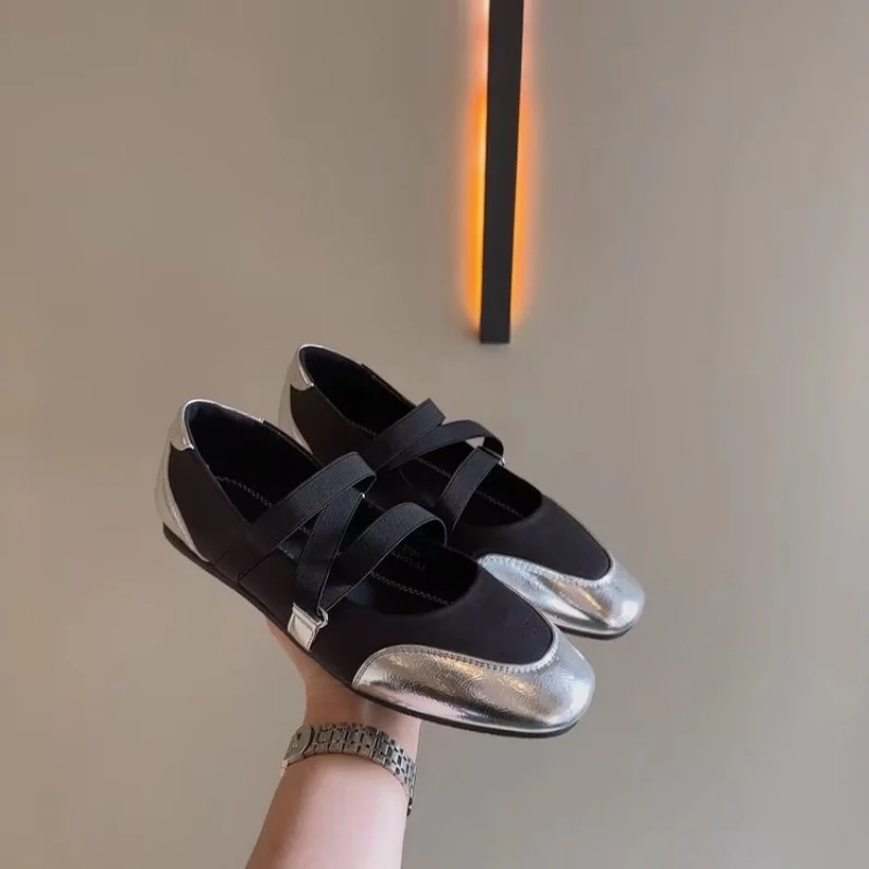 حذاء ماري جين الجديد لربيع وخريف 2025 - حذاء سهل الارتداء مستوحى من الباليه مع حزام مطاطي، حذاء عمل عتيق للنساء