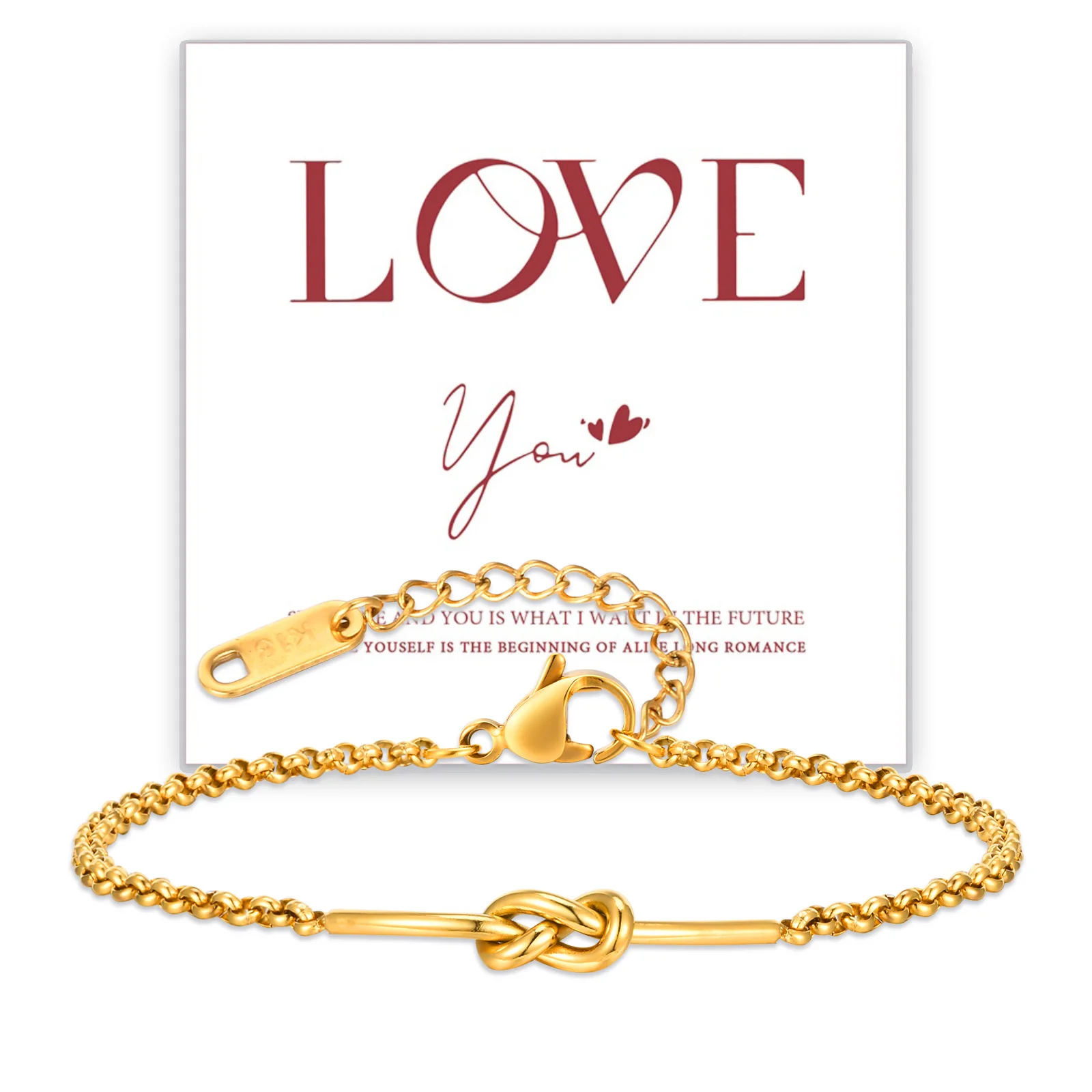 Vnox Stainless Steel Bracelets For Women,Infinity Symbolizing Eternal Love Knot With Cards,Fashion Jewelry Valentine's Day Gift