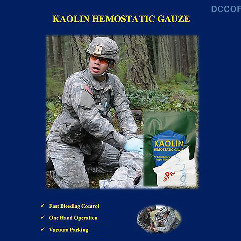 Soluble For Tactical Hemostatic Kaolin Gauze Combat Emergency Trauma First Aid Kit Medical Wound Dressing