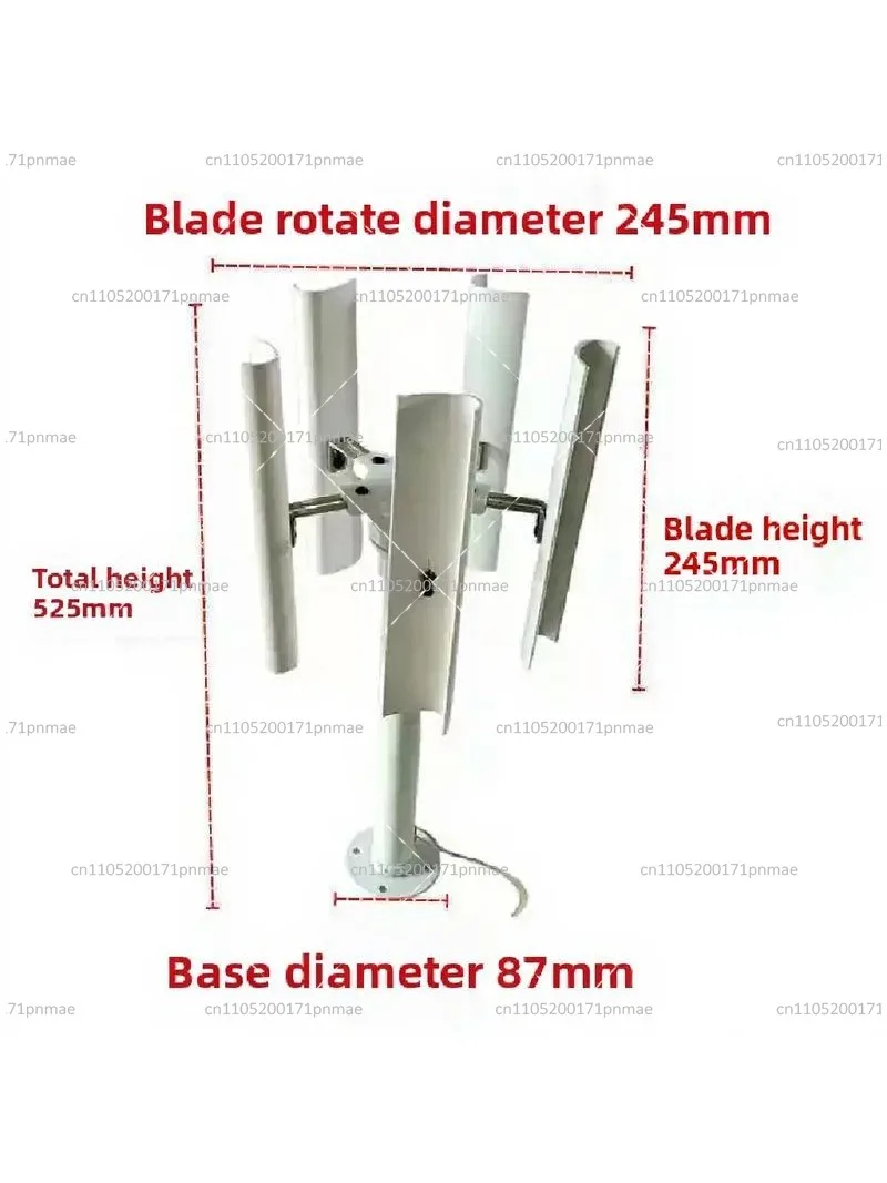 Vertical Axis 5-Blade Wind Turbine Model with Three-Phase Generator, DIY Windmill Night Light Kit