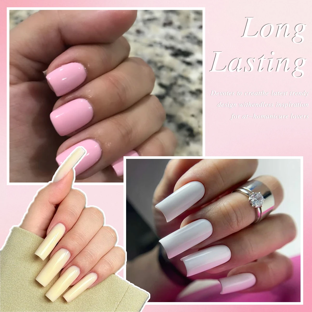 Groillim 12-Piece Gel Nail Polish Set - Dip-on LED Curing Long-Lasting Liquid Nail Polish, Semi-Permanent Dip-on/LED Clear, Suit