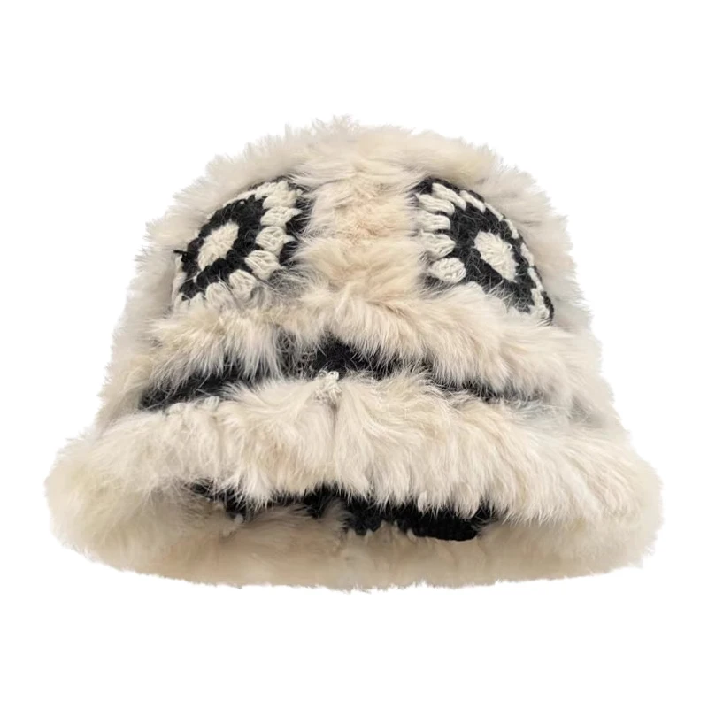 YY Autumn and Winter Furry Tiger Head Xingshi Bucket Hat Cute Face-Looking Small Wool Hat