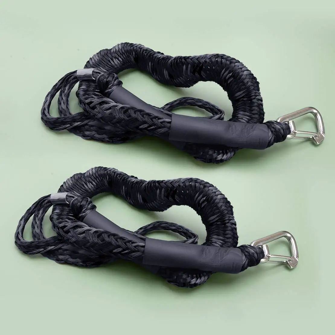 2pcs Marine Bungee Dock Line with Clip 4FT for Boat Mooring Rope Anchor Cord Stretch Shock Black