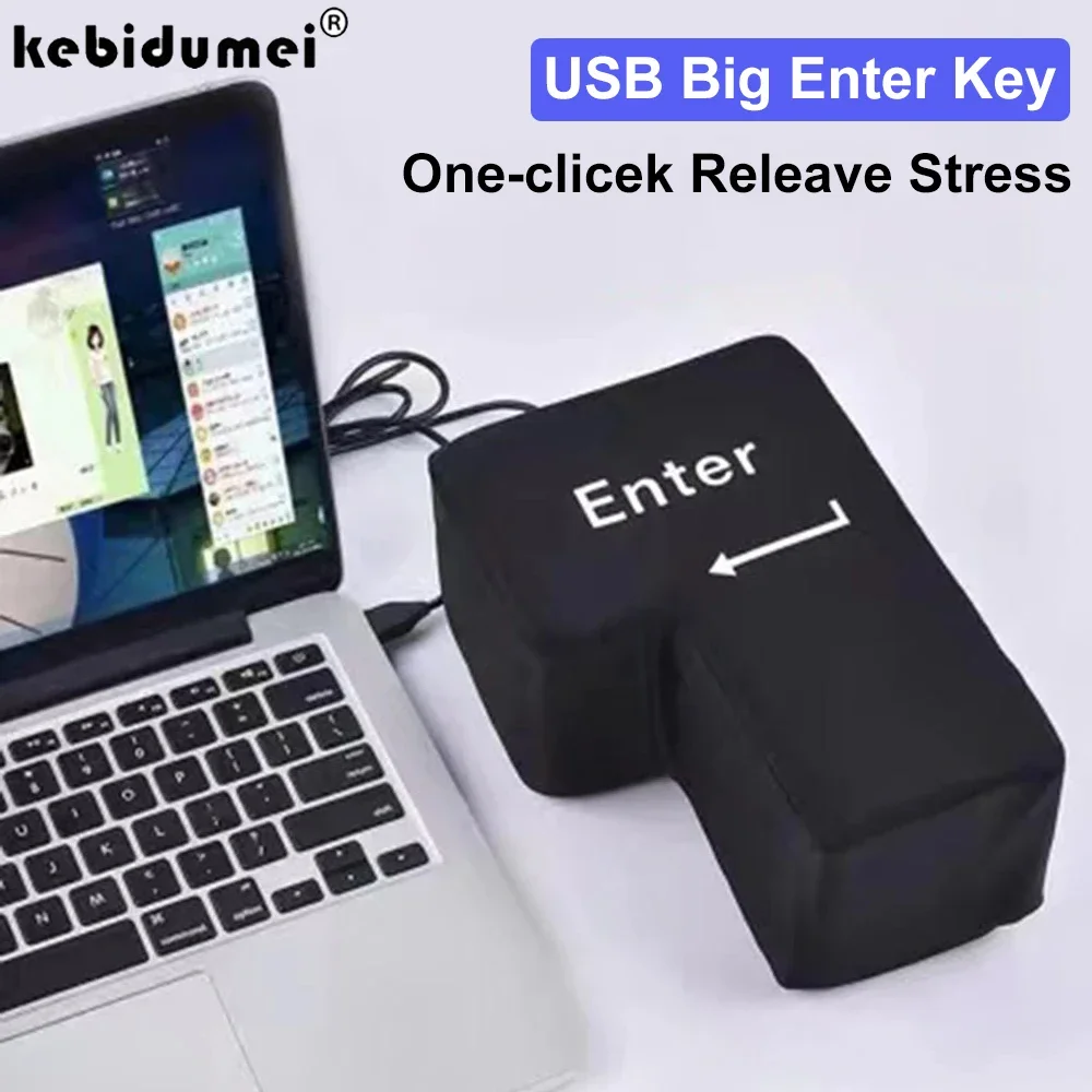 Big USB Enter Key Huge Pillow Computer Button Return Key Anti Stress Button Desktop Pillow Stress Relief Toy For Programmer