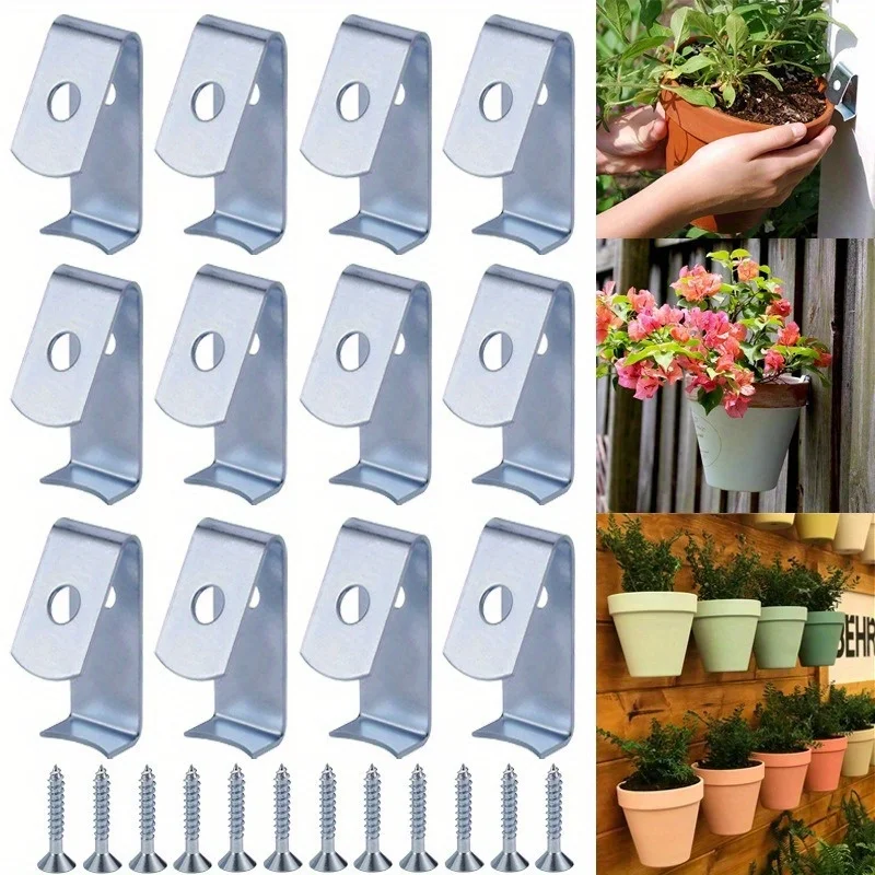 12pcs, Black/Blue Basin Buckles, Easy to Install, Decorative Garden Hooks for Garden, Home, Cafe, Office, Mall, Restaurant Decor