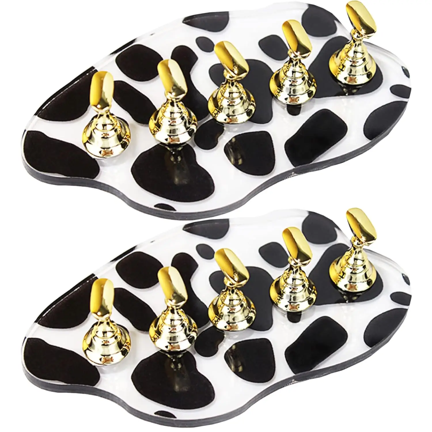 

2 Acrylic Nail Stands with 10 Golden Holders, Magnetic Nail Display for Press on Nails, Practice Stand for Home & Salon