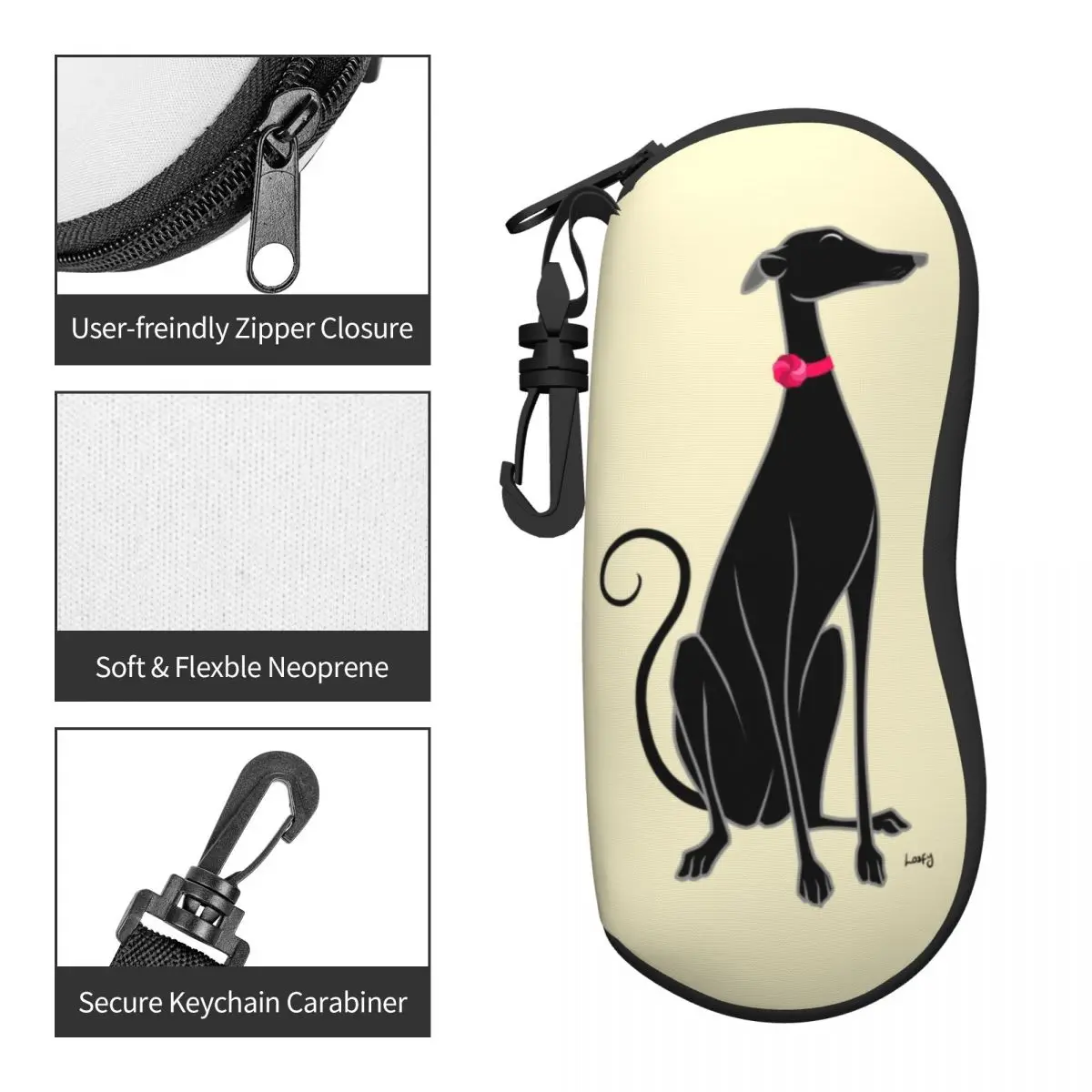 Custom Snooty Shell Eyeglasses Protector Cases Cute Sunglass Case Greyhound Whippet Dog Glasses Bag