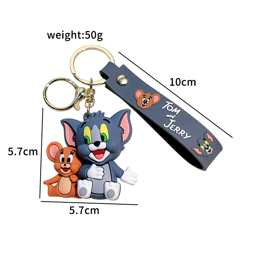 Tom i Jerry Anime Cartoon Ornament Brelok do kluczy samochodowych Breloczek do kluczy Śliczny kot i mysz Lalka akcji Kolekcje Prezent dla dzieci