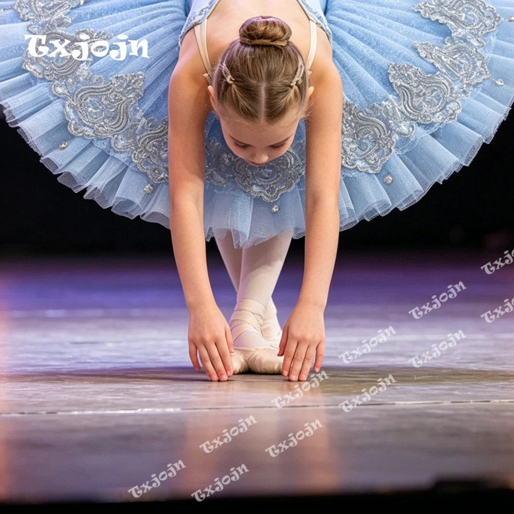 Professional Ballet Dress 3-16Y Tutu Skirt Dance Costume Stage Performance Girls Ballerina Leotard Lace Flower Recital Outfit
