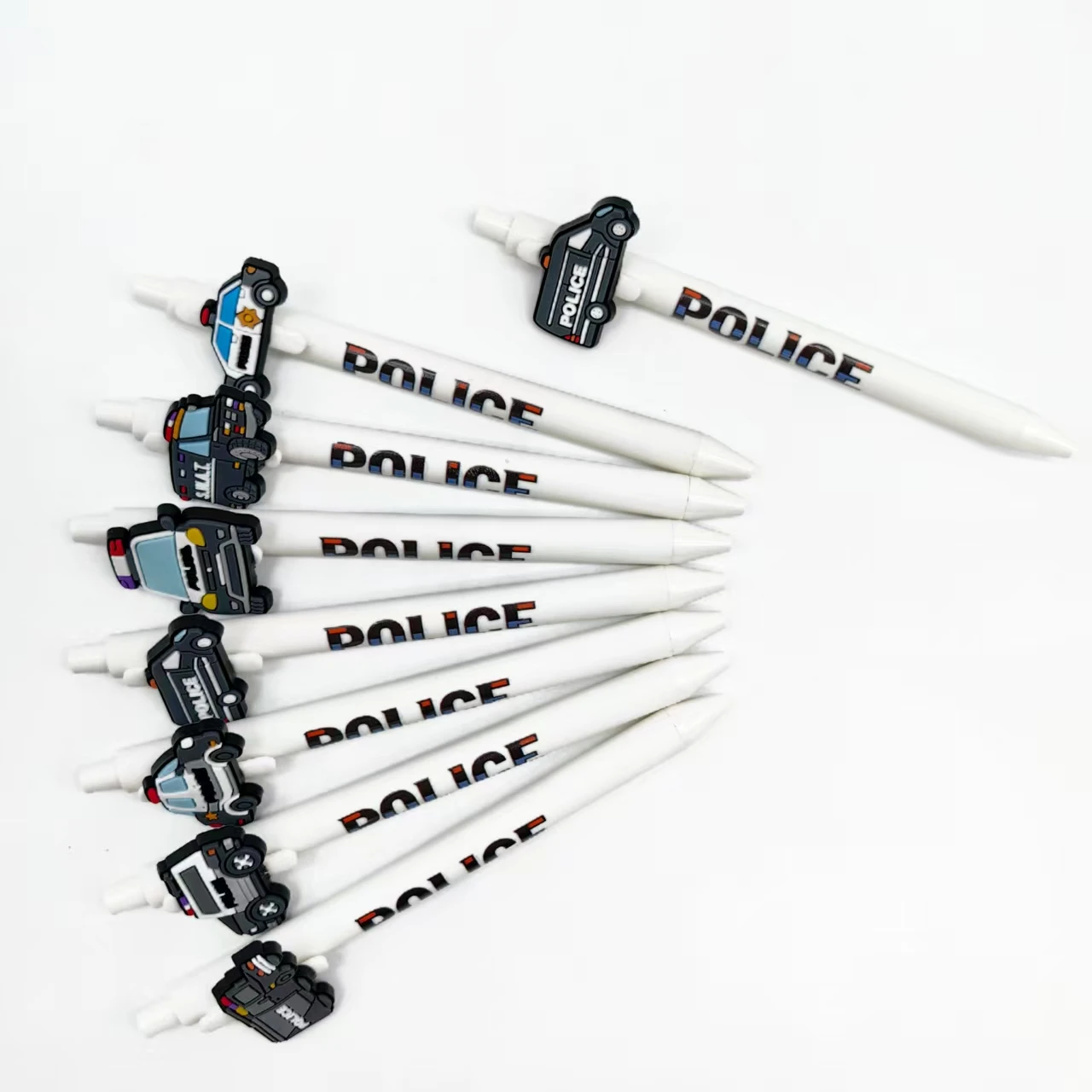 9 قطعة/12 قطعة الأبيض الإبداعية سيارة الشرطة طالب توقيع أقلام حبر جاف دراسة اللوازم المكتبية هدية