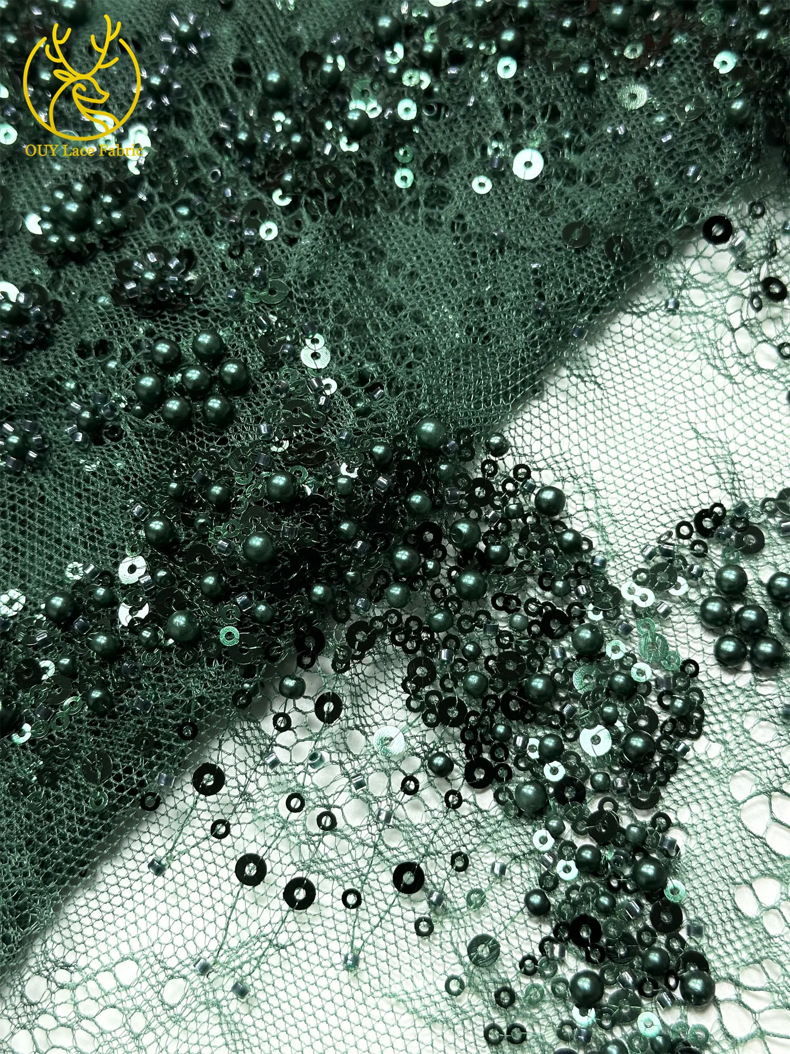 Luxuriöser französischer Kleid-Perlen-Spitzenstoff 2026, hochwertiger gelber afrikanischer Pailletten-Spitzenstoff für Frauen, Hochzeit, Party, Kleid, Nähen – Detail 28