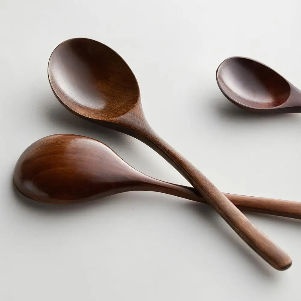 Smooth Handle Spoon Wooden Kitchen Utensil Set Water Spoon Rice Measuring Spoons Ladle Polished Mixing Serving Tools for Soup