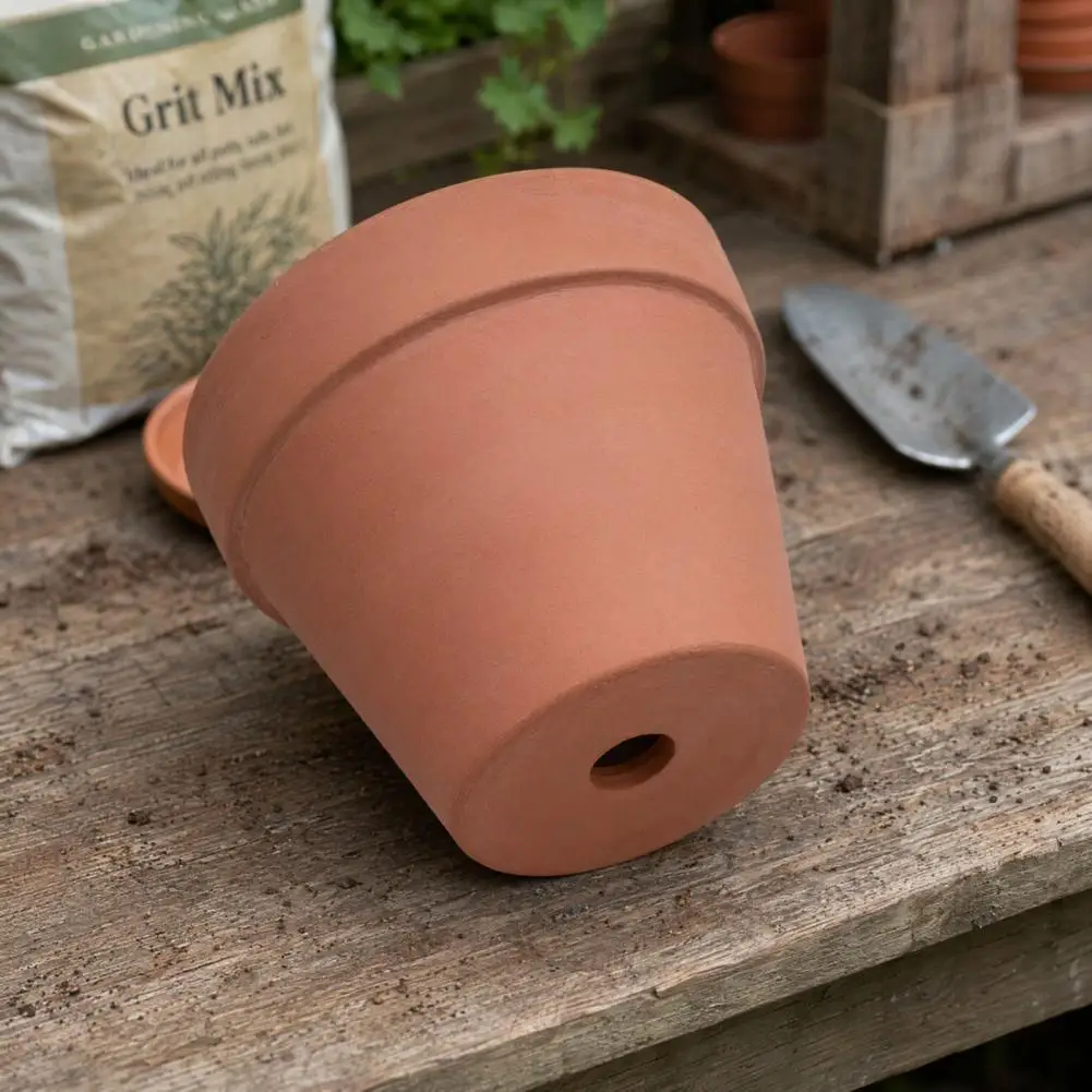 Clay Flowerpot Clay Plant Pot with Drainage Hole, Porous Planter for Indoor Outdoor Plants Succulents Cacti Herbs Drainage Pot