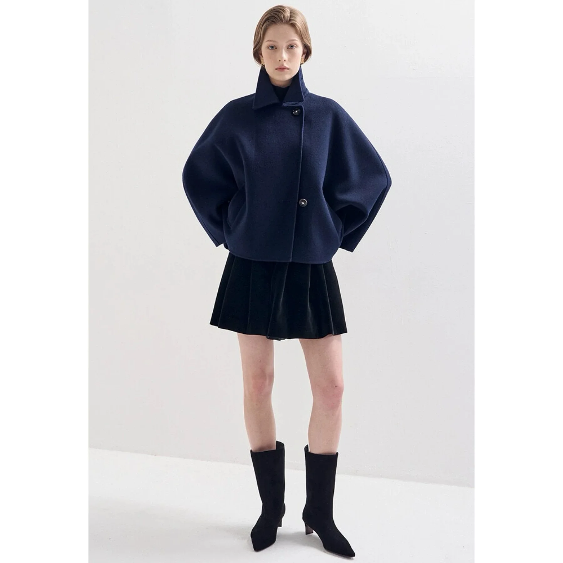 

Lemon Cheese LAN25 Winter Hand-Sewn Camere Loose ort Coat Collar Slimming Women's Commute Sle Faion Outerwear