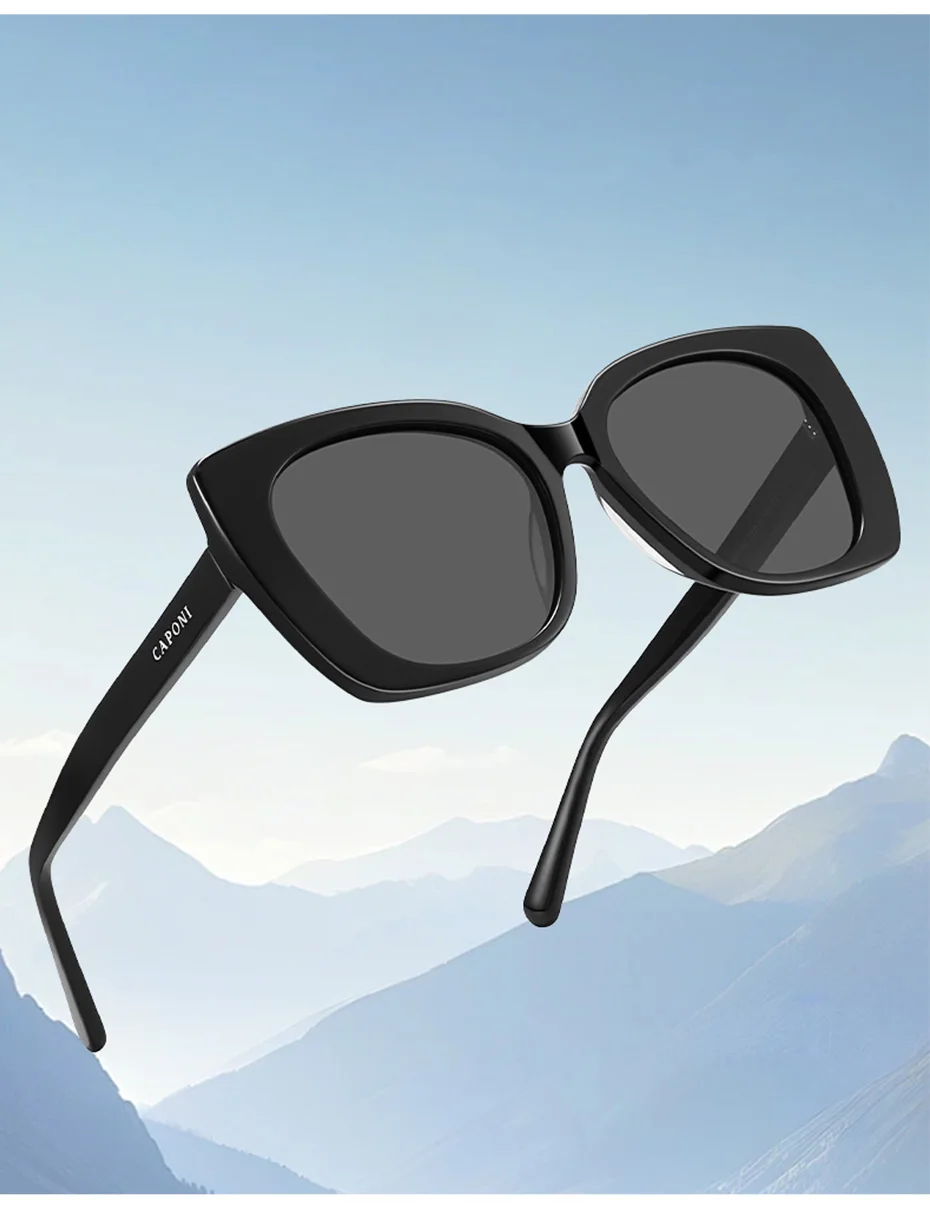 CAPONI Polarisierte Nylon Sonnenbrille Für Frauen Hohe Qualität Acetat Brillen UV400 Schutz Mode Übergroßen Sonnenbrille CP24062 – Detail 3