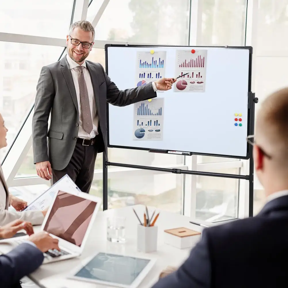 Large Adjustable Rolling Whiteboard 40x28 Inch Magnetic Dry Erase Board Mobile Easel for Office Home Classroom
