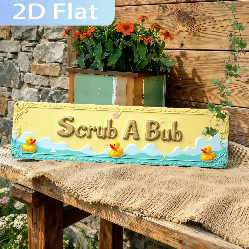 2D Flat, Vintage Ducks and Waves Wall Sign - Retro Nautical Plaque Suitable for Craft Room Decor, She Shed, Office, Studio