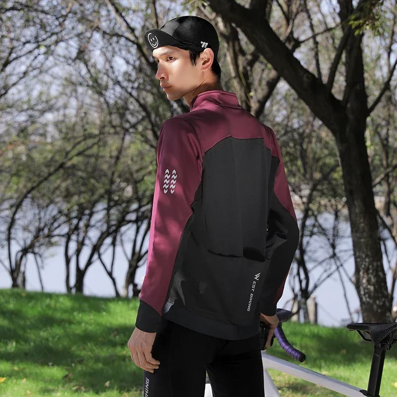 west-biking-veste-de-cyclisme-coupe-vent-pour-l’automne-et-l’hiver-vetements-de-sport-reflechissants-pour-hommes-coupe-ajustee-maillot-thermique-equipement-de-sport