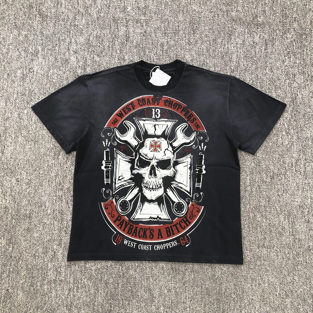 Yao Fashion Vintage Washed Oversize Loose Street Style Casual Comfortable Graphics Print 100%Cotton