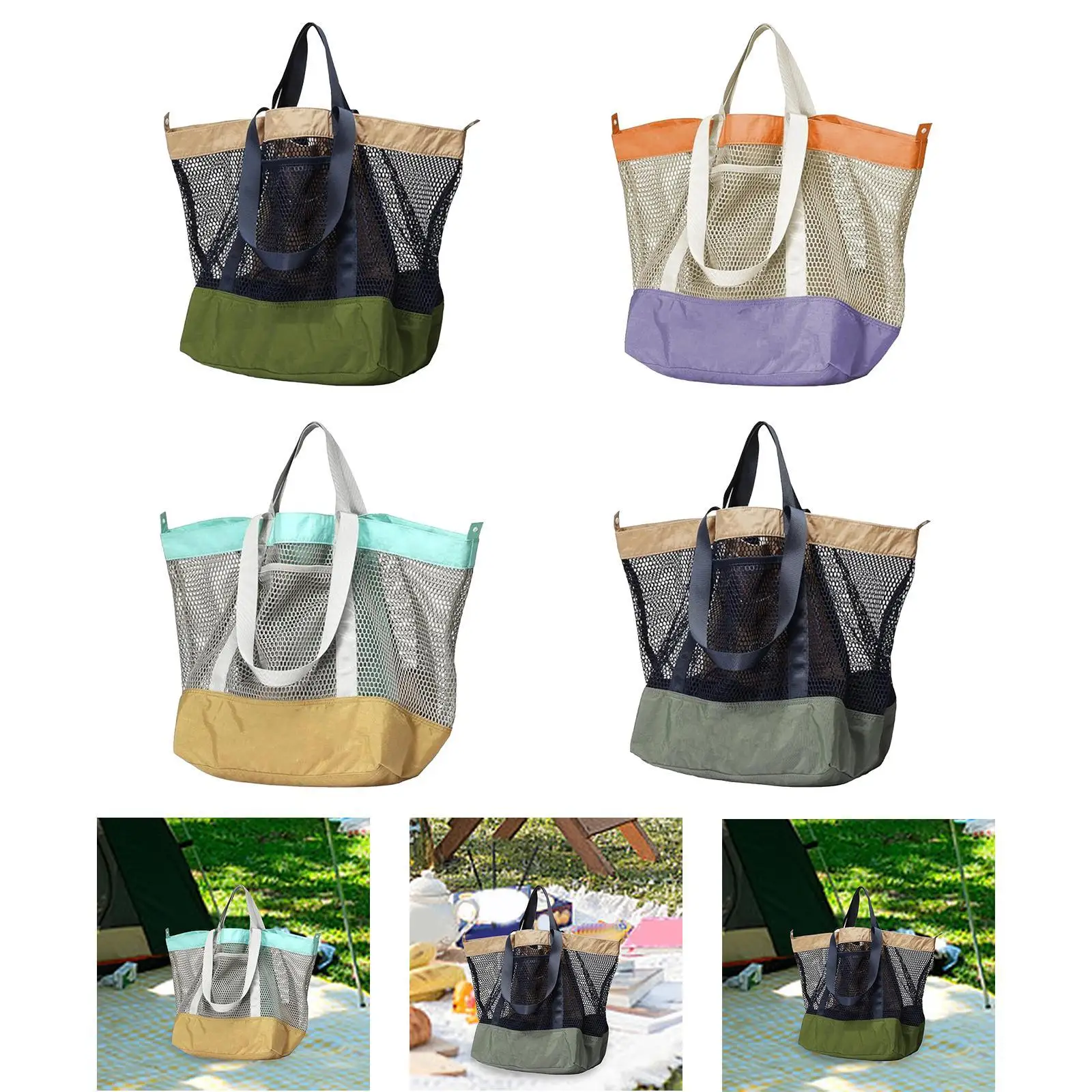 

Mesh Beach Bag Casual for Women Shoulder Bag for Vacation Essentials Outdoor