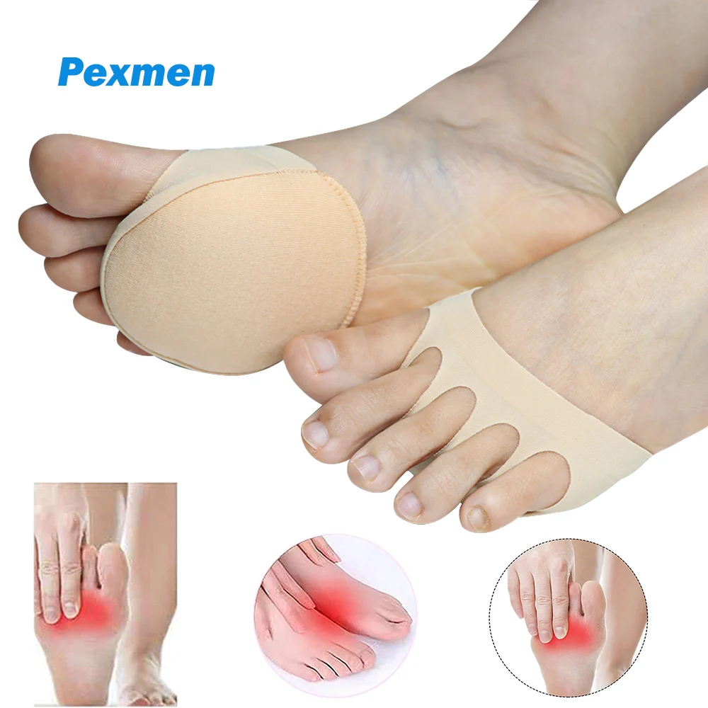 

Pexmen 2/4Pcs Ball of Foot Cushions Metatarsal Pads Invisible Socks Soft Foot Pads Anti-Slip Pain Relief Half Toe Cushion