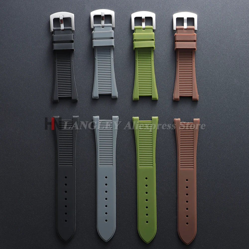 for Patek Philippe Nautilus 5711/5712/5726/5980 Soft Silicone Strap Special Concave Interface Watch Band Accessories 25mm*13mm image 5