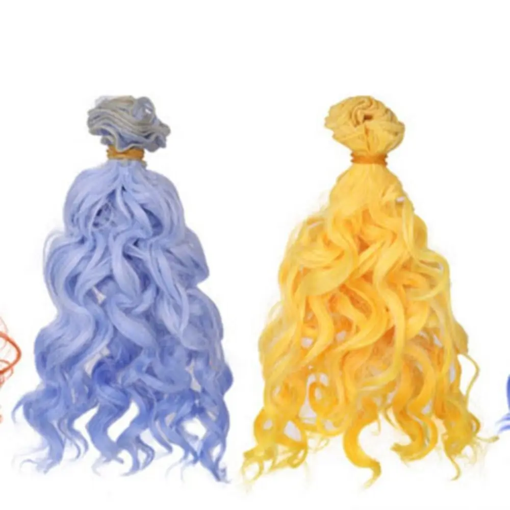 Wysokotemperaturowy drut do włosów BJD DIY Krótkie kręcone włosy imitujące loki, kręcone włosy dla lalek BJD, frędzle z włosów, pas do włosów 15x100cm