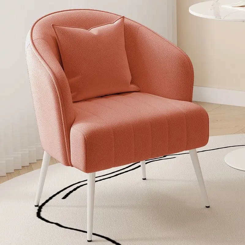 Cream Wind Leisure Chair Balcony Bedroom Hotel Meeting Guests Rest Lamb Fleece Minimalist Single Sofa Seat Chair