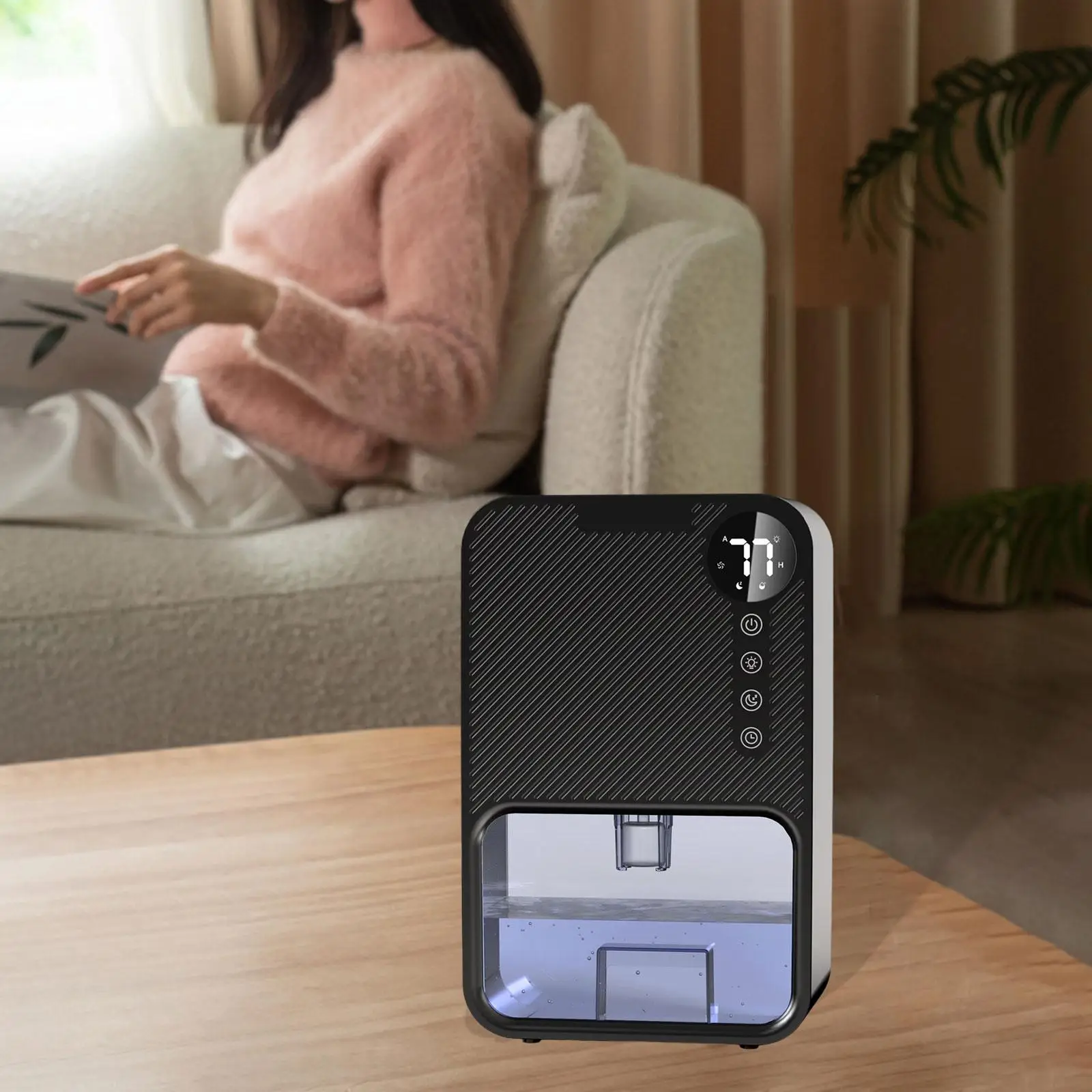 Deumidificatore domestico Serbatoio dell'acqua da 2,6-4 litri Trasparente Livello dell'acqua visibile di grande capacità per camper Bagno Camera da letto Cucina Seminterrato