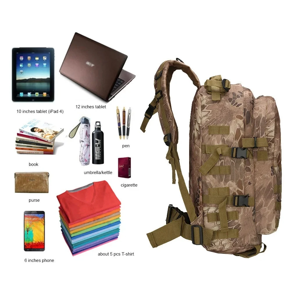 Imagem -06 - Outdoor Sport Tactical Mochila 40l Escalada Montanhismo Camping Caminhadas Trekking Mochila Bolsa de Viagem 3d