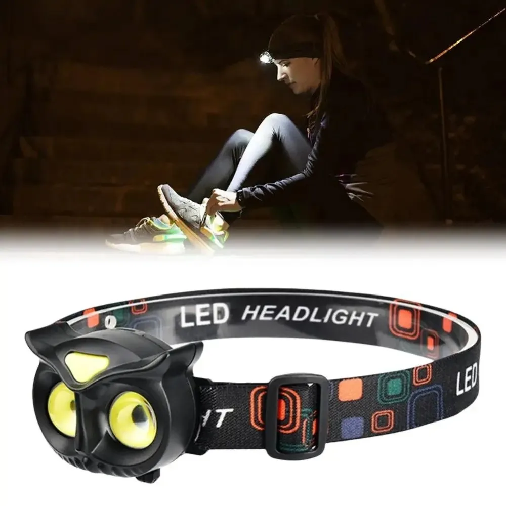 Portable Owl Headlamp Type-C Rechargeable Rotating Light COB Headlamp Mini Size Magnetic Base Head Wearing Lamp