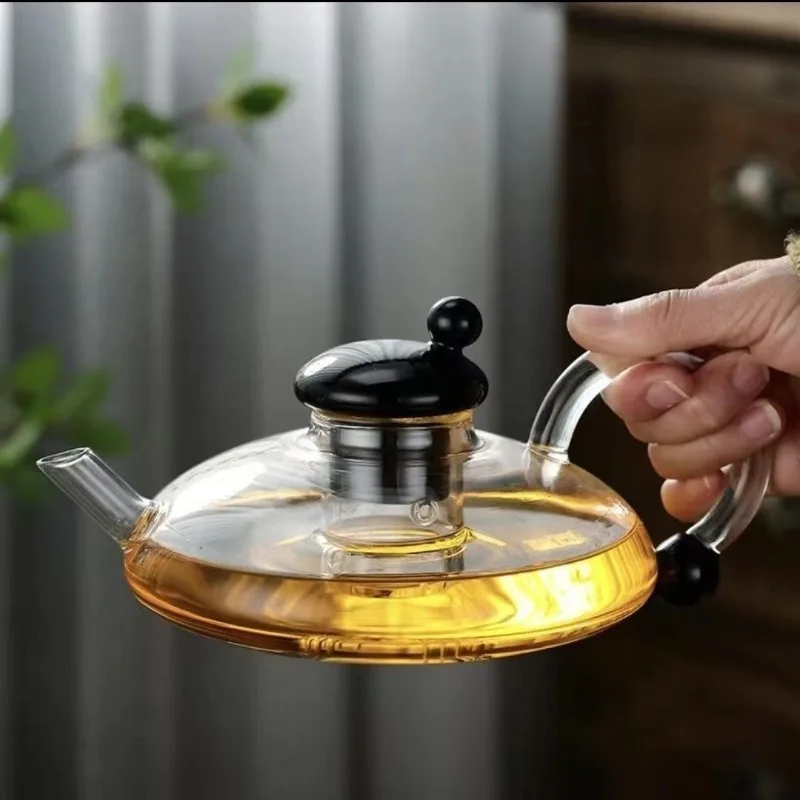 JUSTINLAU Rat Tail Glass Tea Pot 700ml Heat-resistant Glass Pot with Filter Home Office Tea Kettle For Electric Pottery Stove