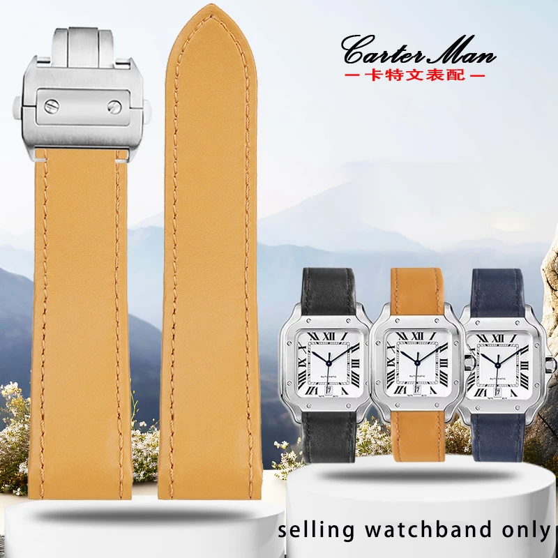 

Cowhide watchband for Cartier Santos 100 cowhide watch strap with men's wristband bracelet accessories 23mm