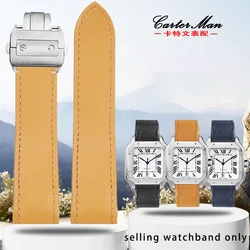 Cowhide watchband for Cartier Santos 100 cowhide watch strap with men's wristband bracelet accessories 23mm