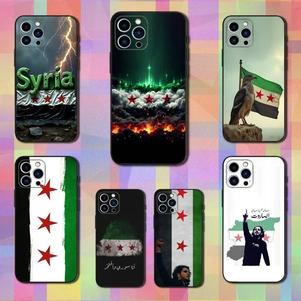 

Flag S-Syrian P-People For iPhone 8,7,11,12,15,14,13,16,17,Plus,Pro Max,XS,X,XR,SE,Mini,Soft Silicone Black Case