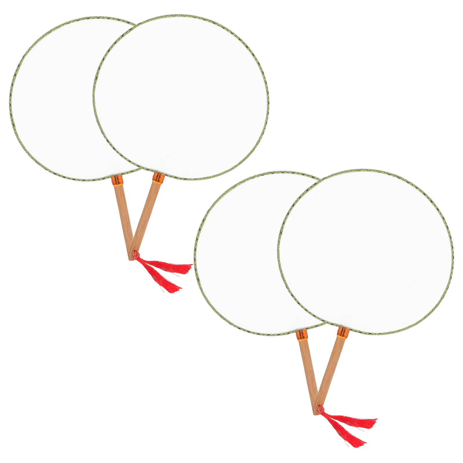 Ventiladores de mano redondos en blanco, mango de bambú pintable, accesorio para manualidades DIY, proyectos de arte de verano para niños, ventilador de refrigeración portátil, 4 Uds.