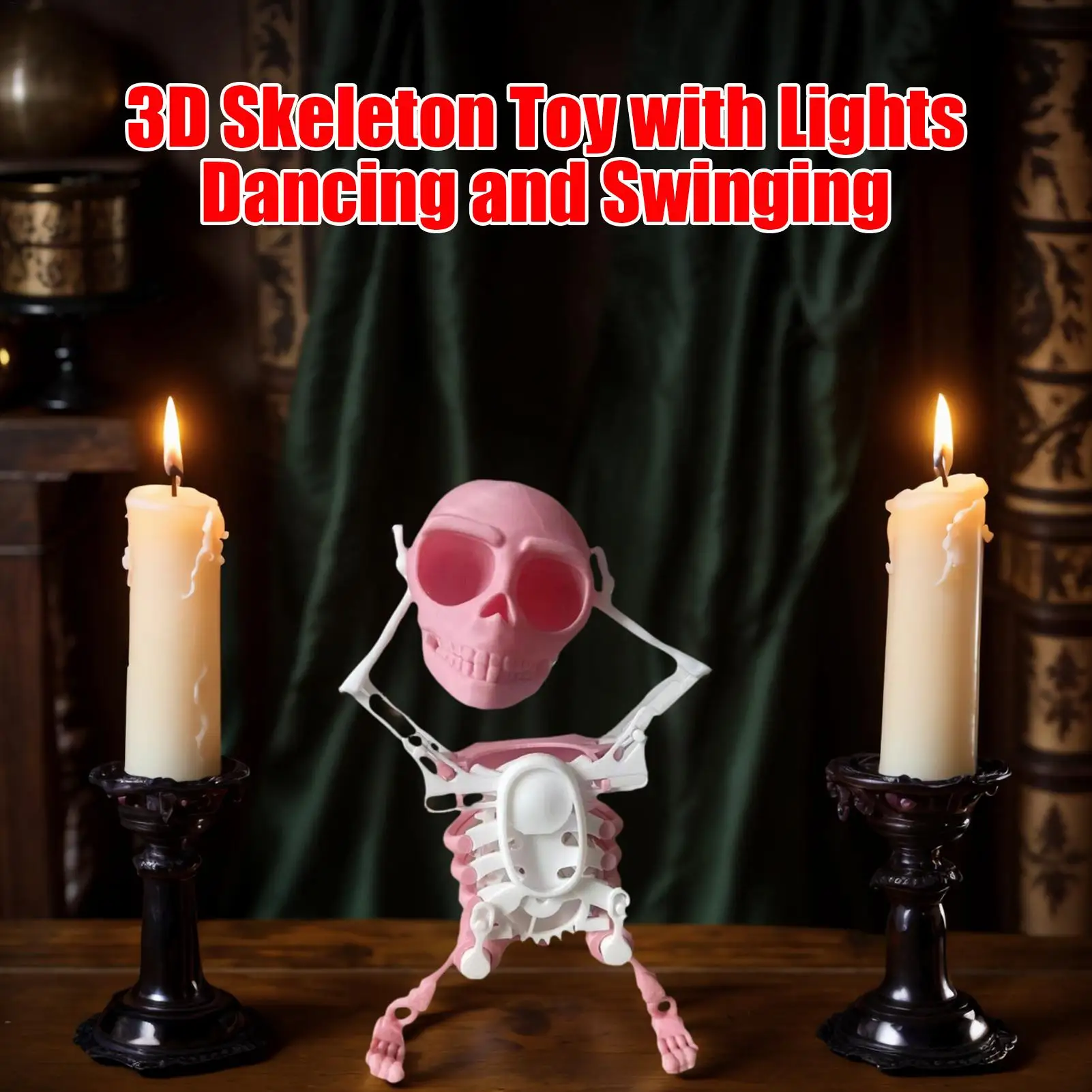 Halloween Dancing Skeleton Skeleton Swinging Clockwork Model Desktop Decoration Halloween Clockwork Skull Toy For Kid Room