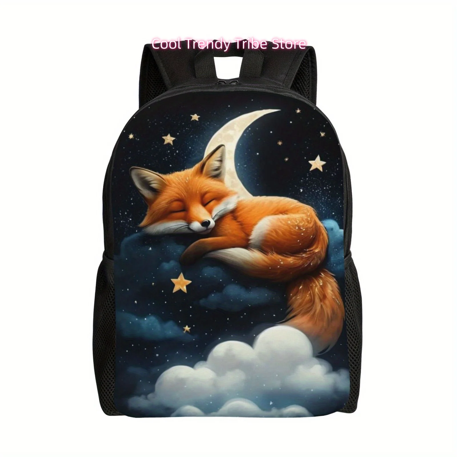 Sleeping Fox Backpack Schoolbag, Lightweight Book Bag Laptop Bag, Large Capacity Computer Shoulder Bag For Travel School College