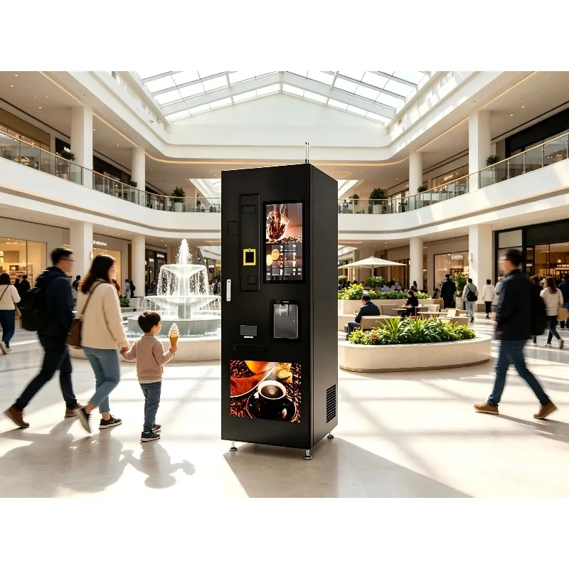 Commercial freshly ground coffee vending machine with chiller, 5 storage tanks, 7g coffee brewer