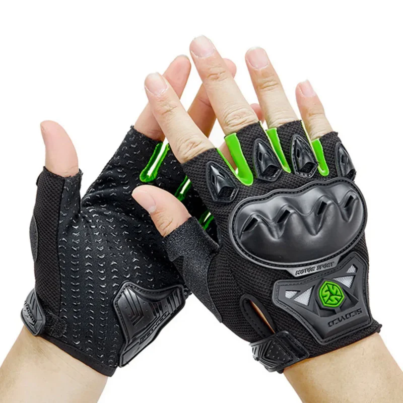 SCOYCO Motorcycle Breathable Half-finger Gloves Ergonomics Summer Motocross Gloves Palm Anti-slip Guantes Moto Shock Absorption