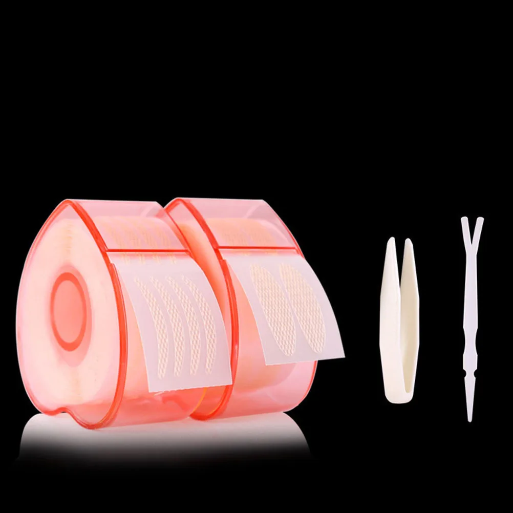 2 rolos de adesivo duplo em forma de coração para mulheres, ferramenta de maquiagem de longa duração com pinça garfo, fita para pálpebras