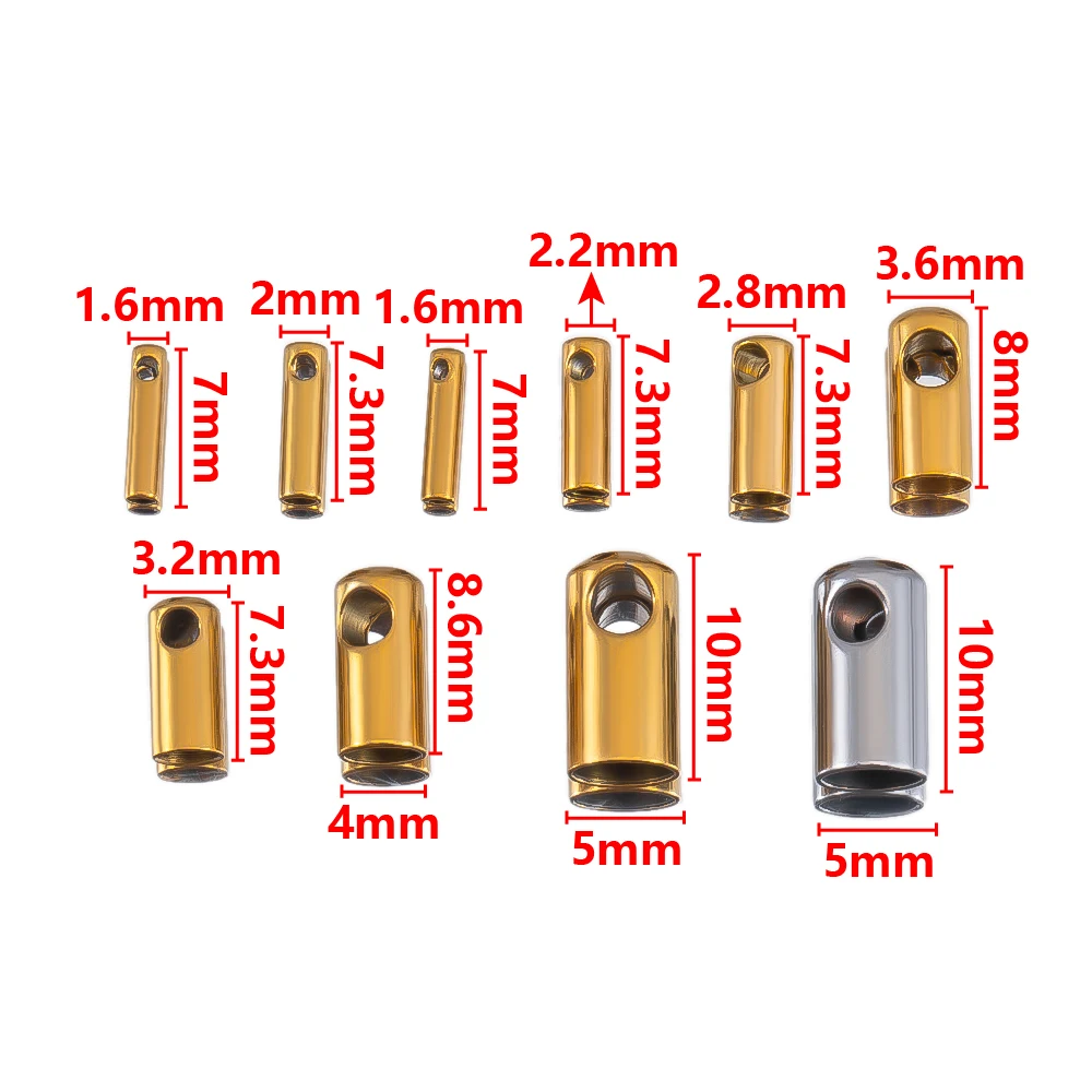 20pcs 스테인레스 스틸 열 끝 팁 캡 DIY 엔드 비드 캡에 대 한 크림프 Clasps 커넥터 목걸이 가죽 코드 쥬얼리 액세서리 썸네일 5