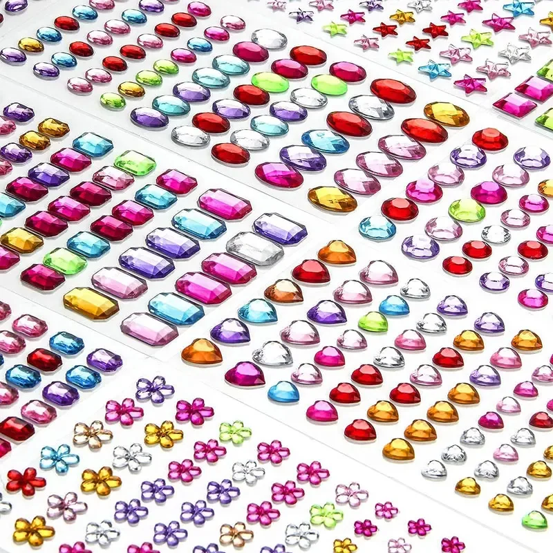 1Sheet Self Adhesive Gems Rhinestone Stickers Crafts Bling Rhinestones for DIY Craft Nail Makeup Festival Supplies