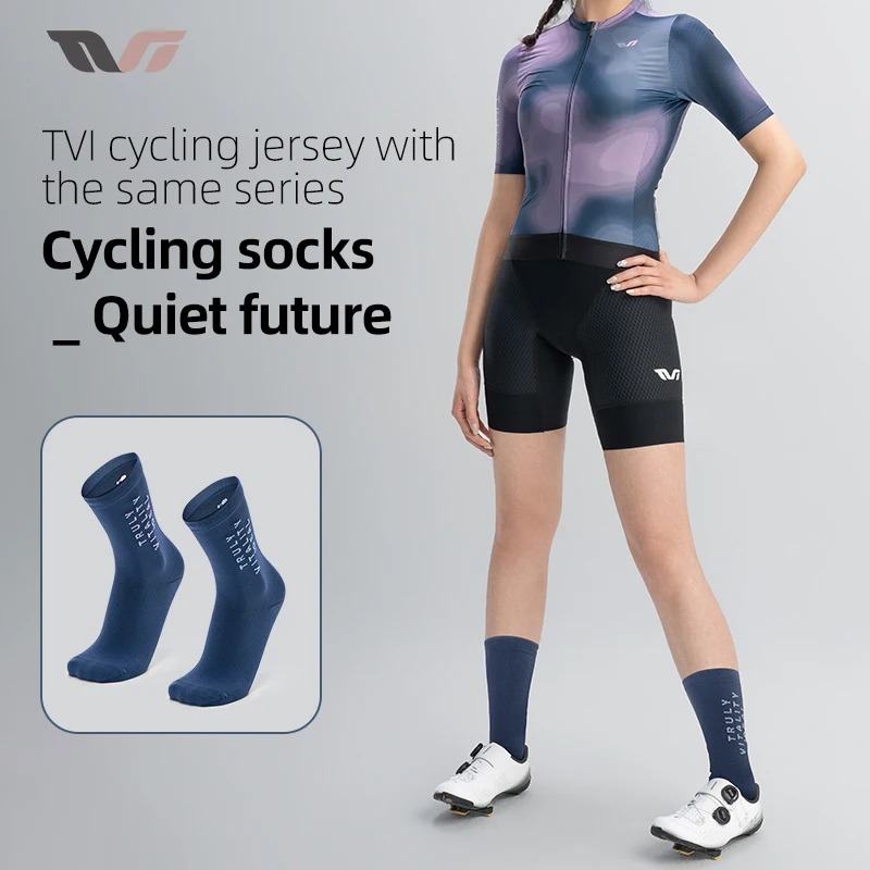 ROCKBROS TVI Professional Female Cycling Socks Breathable Anti-bacterial Knee-high Socks Women Cycling Yoga Fitness Sports Socks