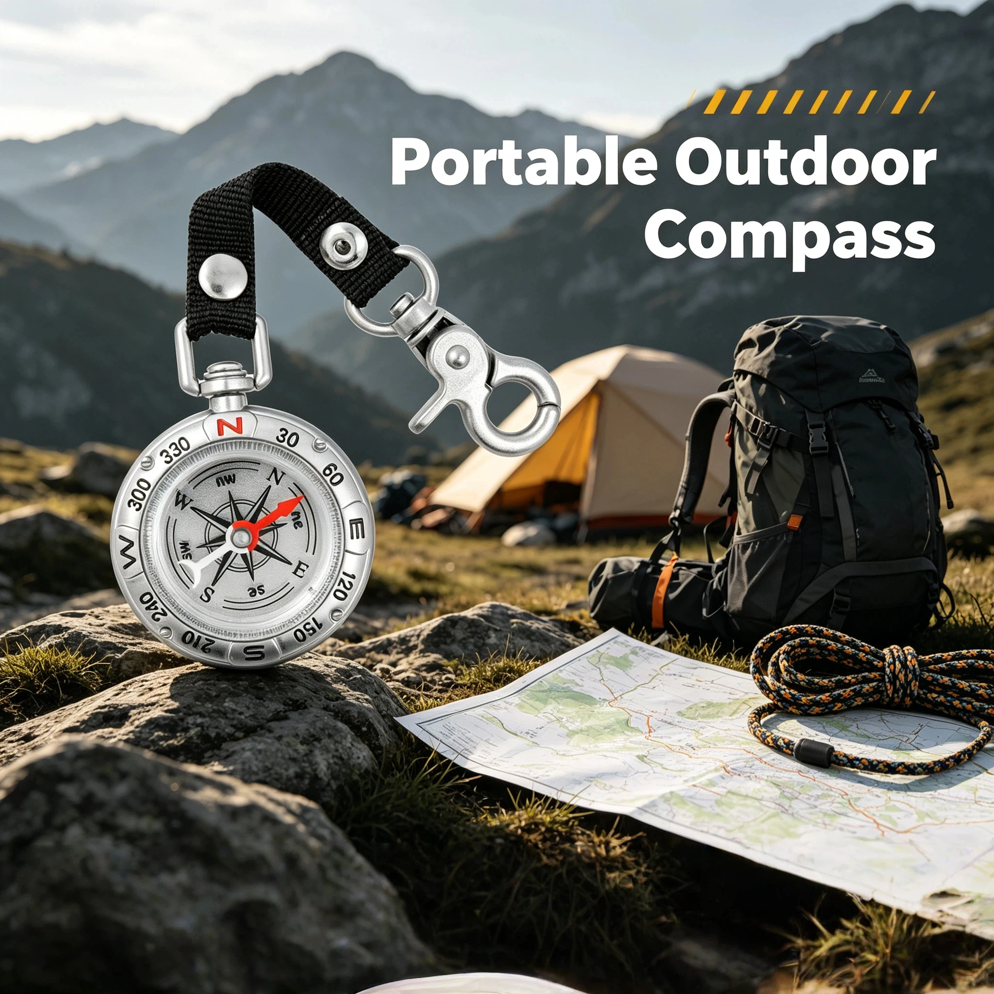 Vintage Portable Pocket Compass, Classic Navigation Compass for Outdoor Hiking, Camping, Backpacking, and Mountaineering