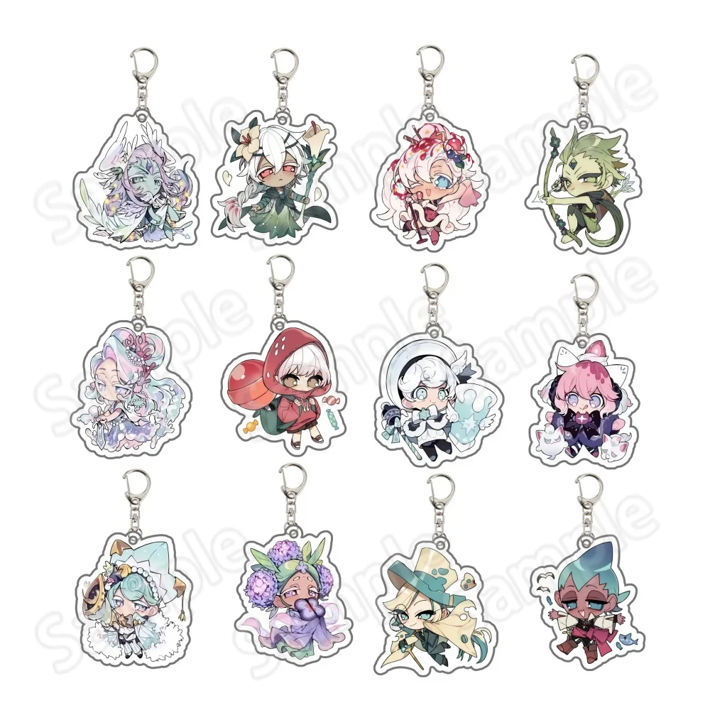Game Cookie Run Kingdoms Camellia Cookie Acrylic Keychain Bag Accessories Candy Milk Shadow Pure Vanilla Keyring Jewelry 6cm