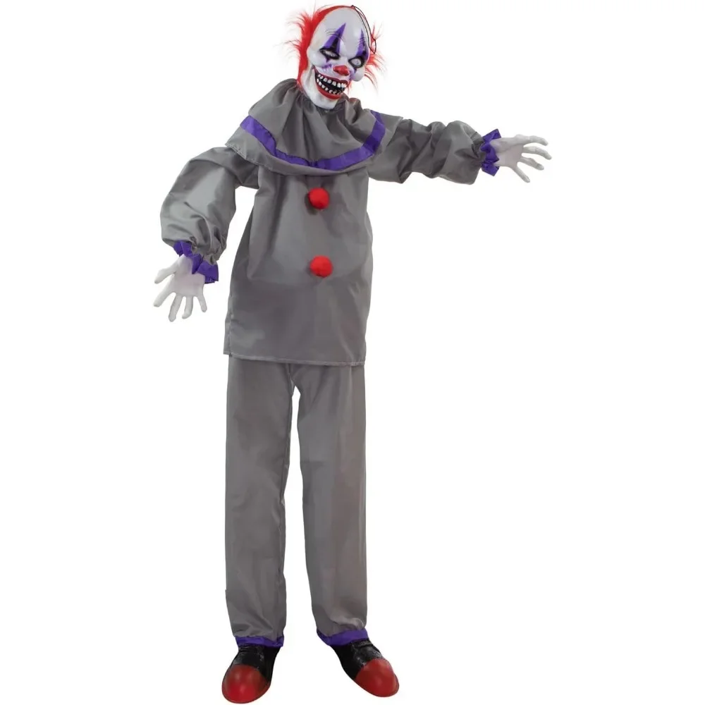 

Halloween Prop, 60" Standing Clown Halloween Animatronic 11.5"D x 45"W x 60.2"H Clown,Lights up and Moves Halloween decorations